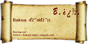 Baksa Ödön névjegykártya